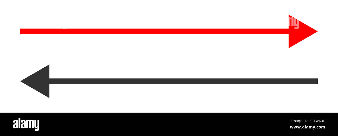 Black and red direction arrow signs pointing to the right and left side. vector illustration Stock Vector