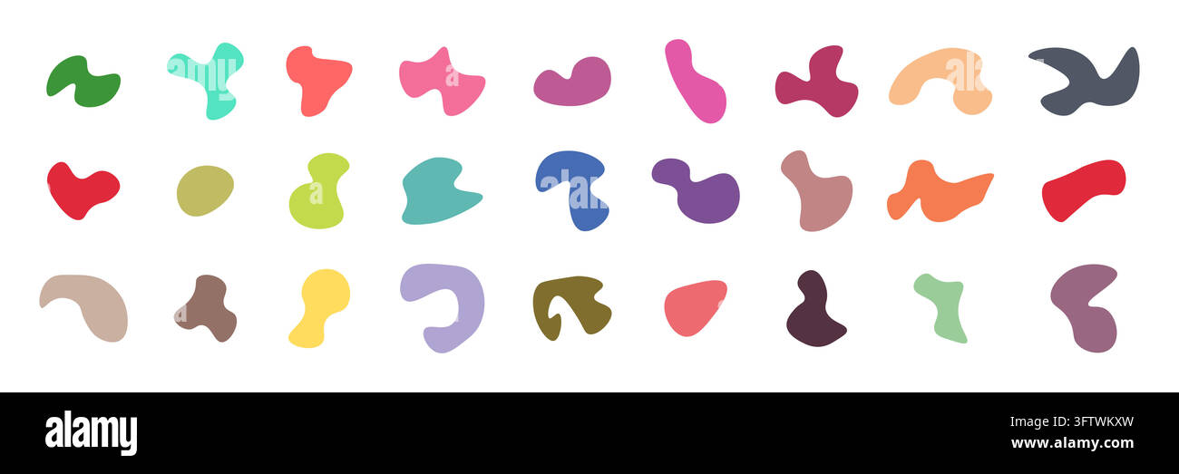 Abstract Organic Blob Shapes Collection, Modern Fluid Amoeba Elements Set, Colorful Liquid Abstract Vector Forms for Branding, UI Design and Creative Stock Vector