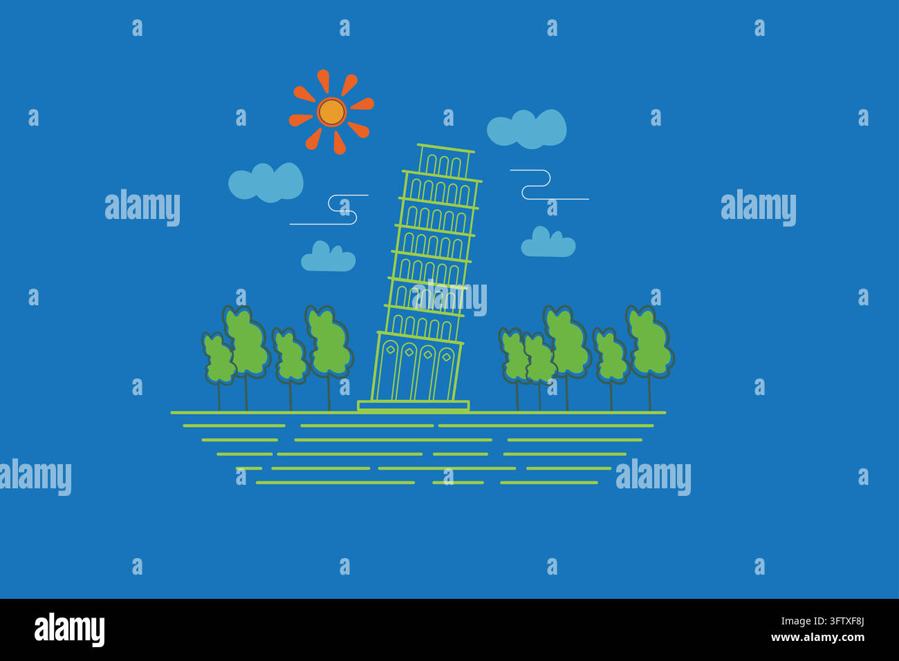 The Leaning Tower of Pisa Stock Vector
