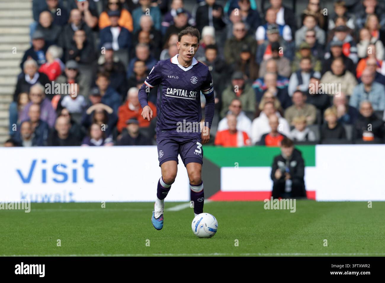 Luton Town's captain Kal Naismith during the first half of the Sky Bet ...