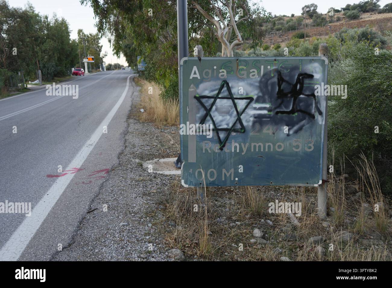 Kreta GR, Kreta,20261014, Demo , Grafitti,gegen Israel,Einmarsch in den ...