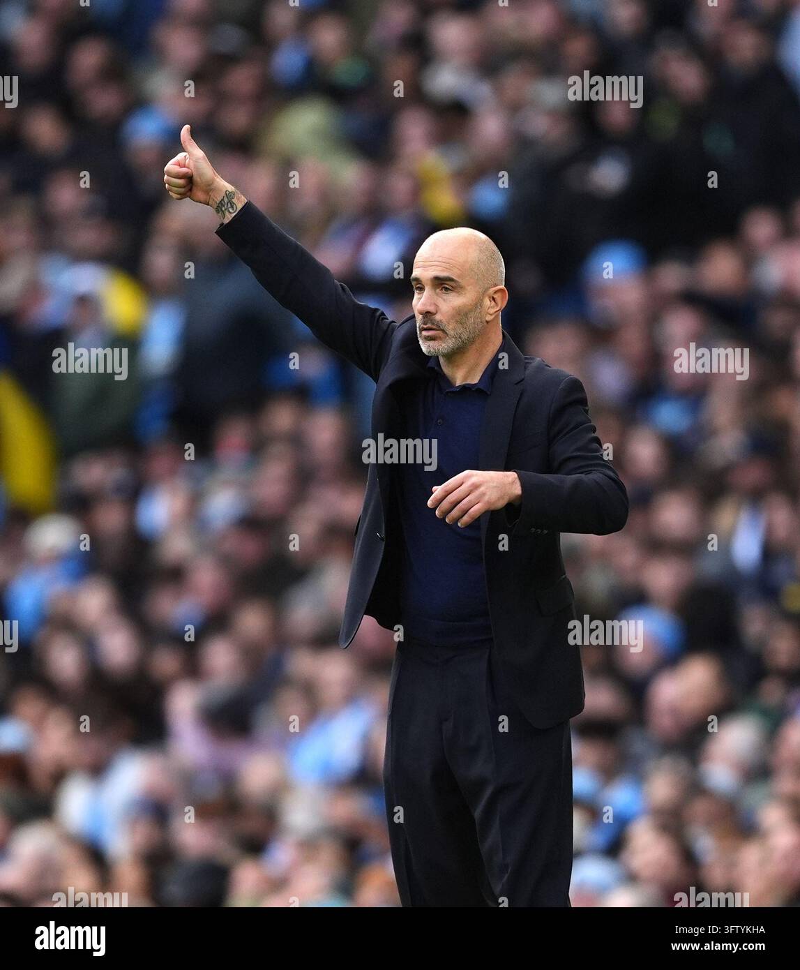 Manchester City manager Enzo Maresca gestures on the touchline during ...
