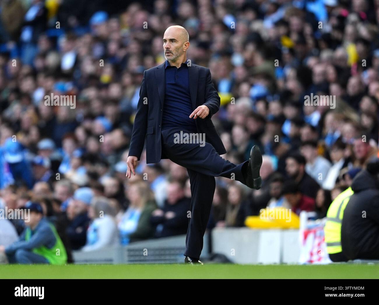 Manchester City manager Enzo Maresca gestures on the touchline during ...