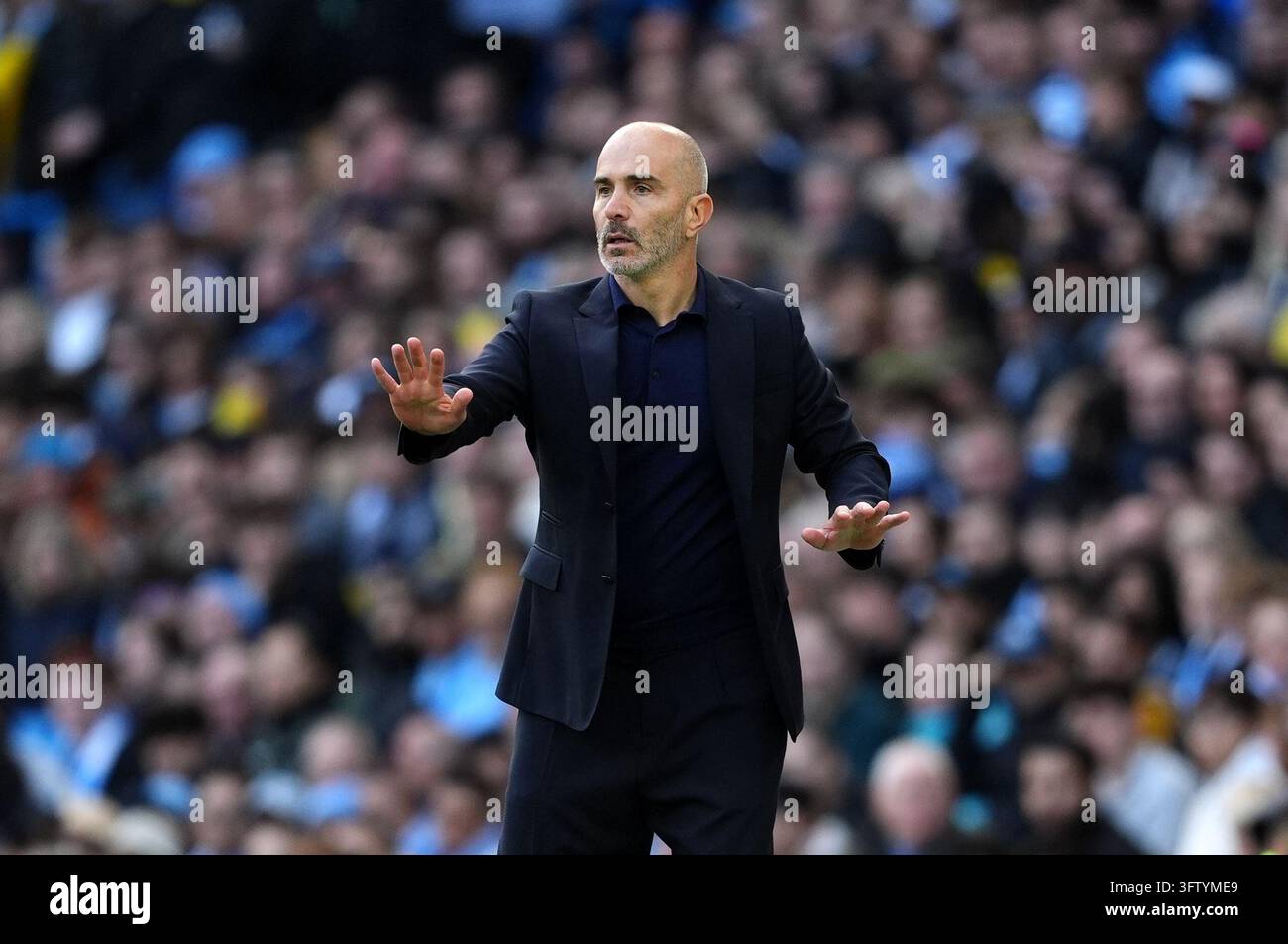 Manchester City manager Enzo Maresca gestures on the touchline during ...