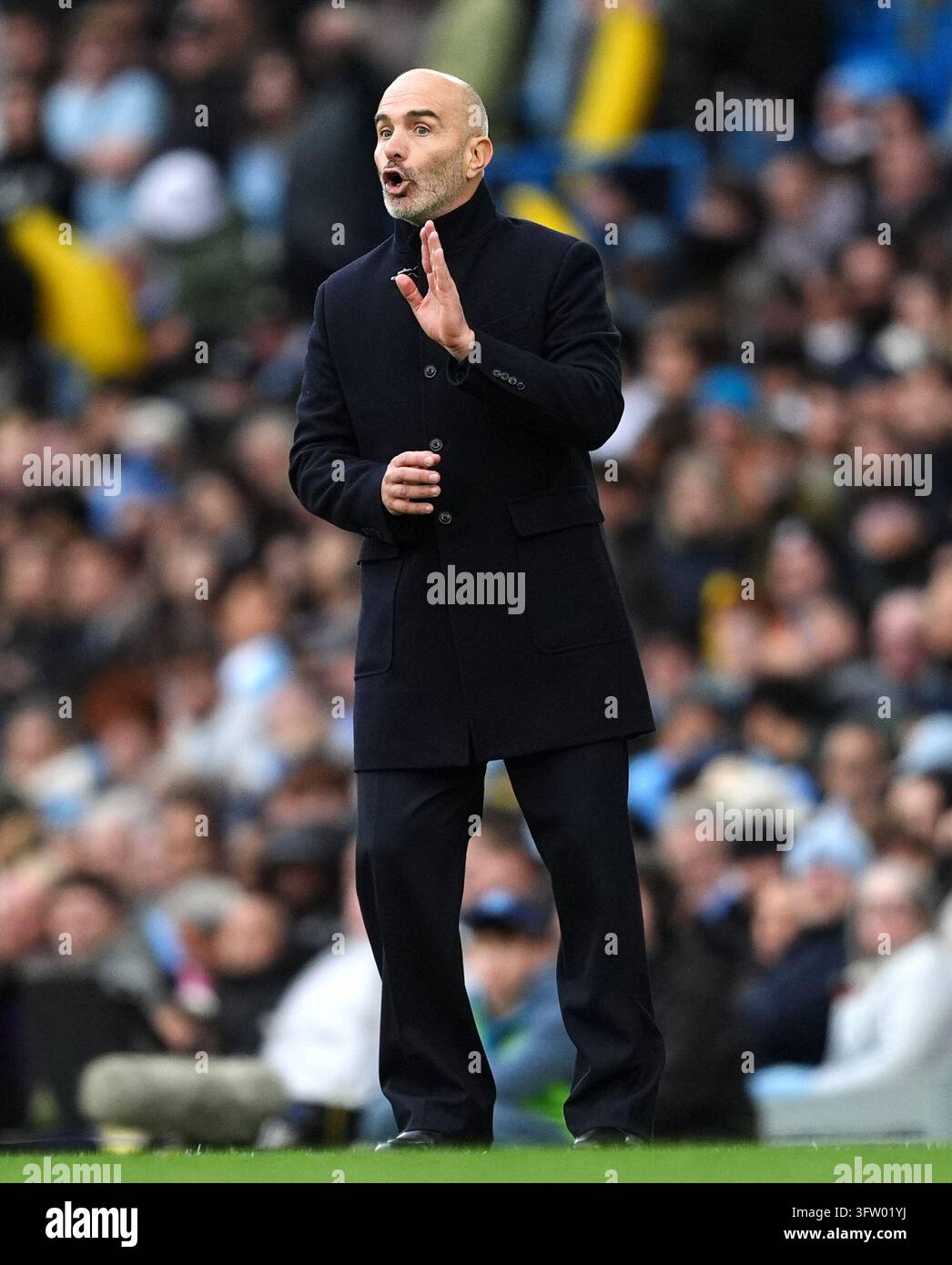 Manchester City manager Enzo Maresca reacts on the touchline during the ...