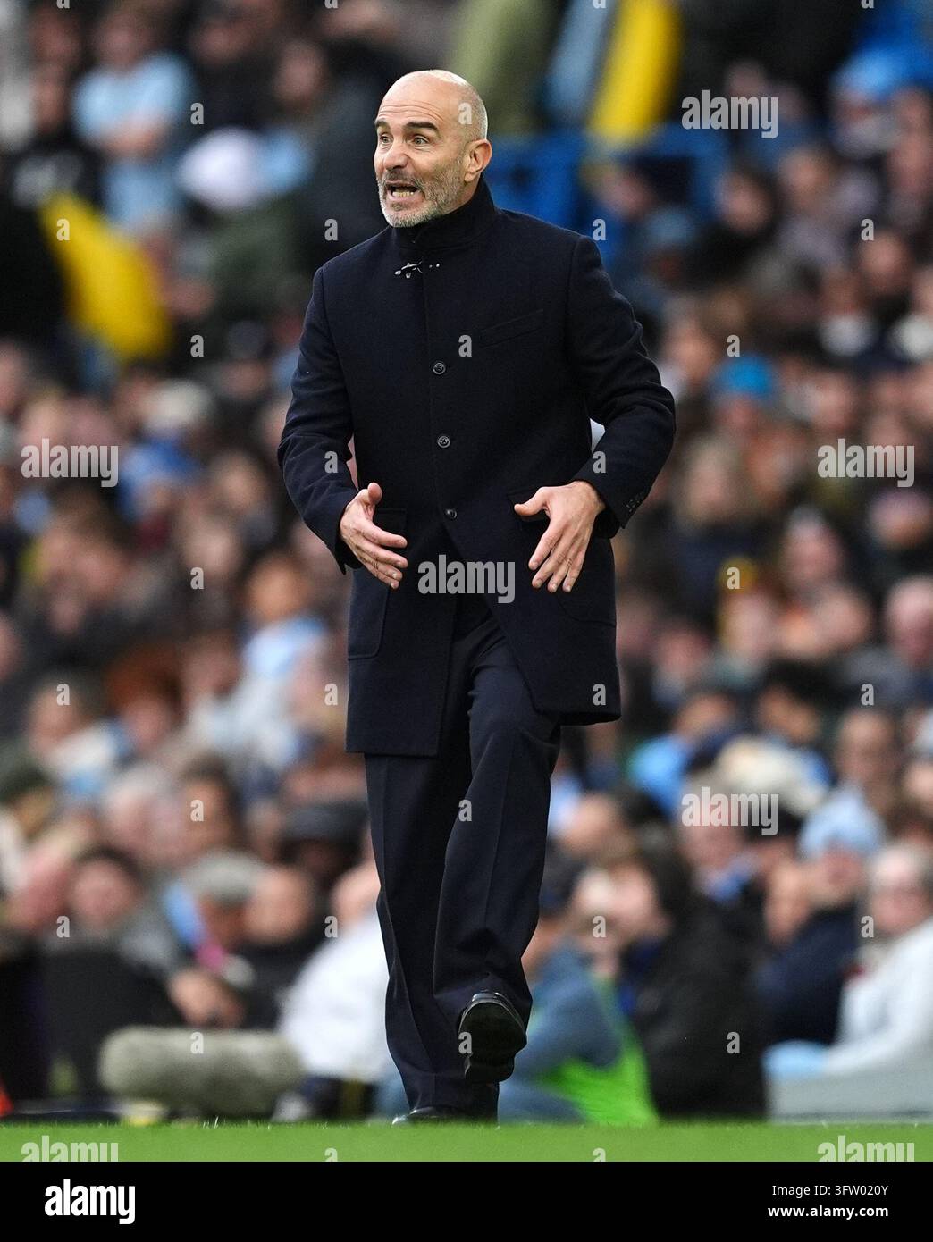Manchester City manager Enzo Maresca reacts on the touchline during the ...