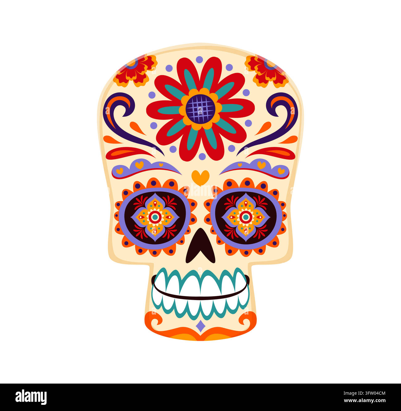 Mexican calavera sugar skull, Day of dead festival Stock Vector