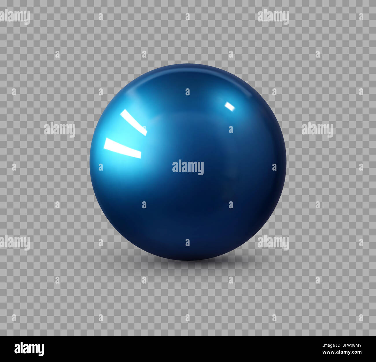 Deep blue 3D material ball with bright cyan glow Stock Vector