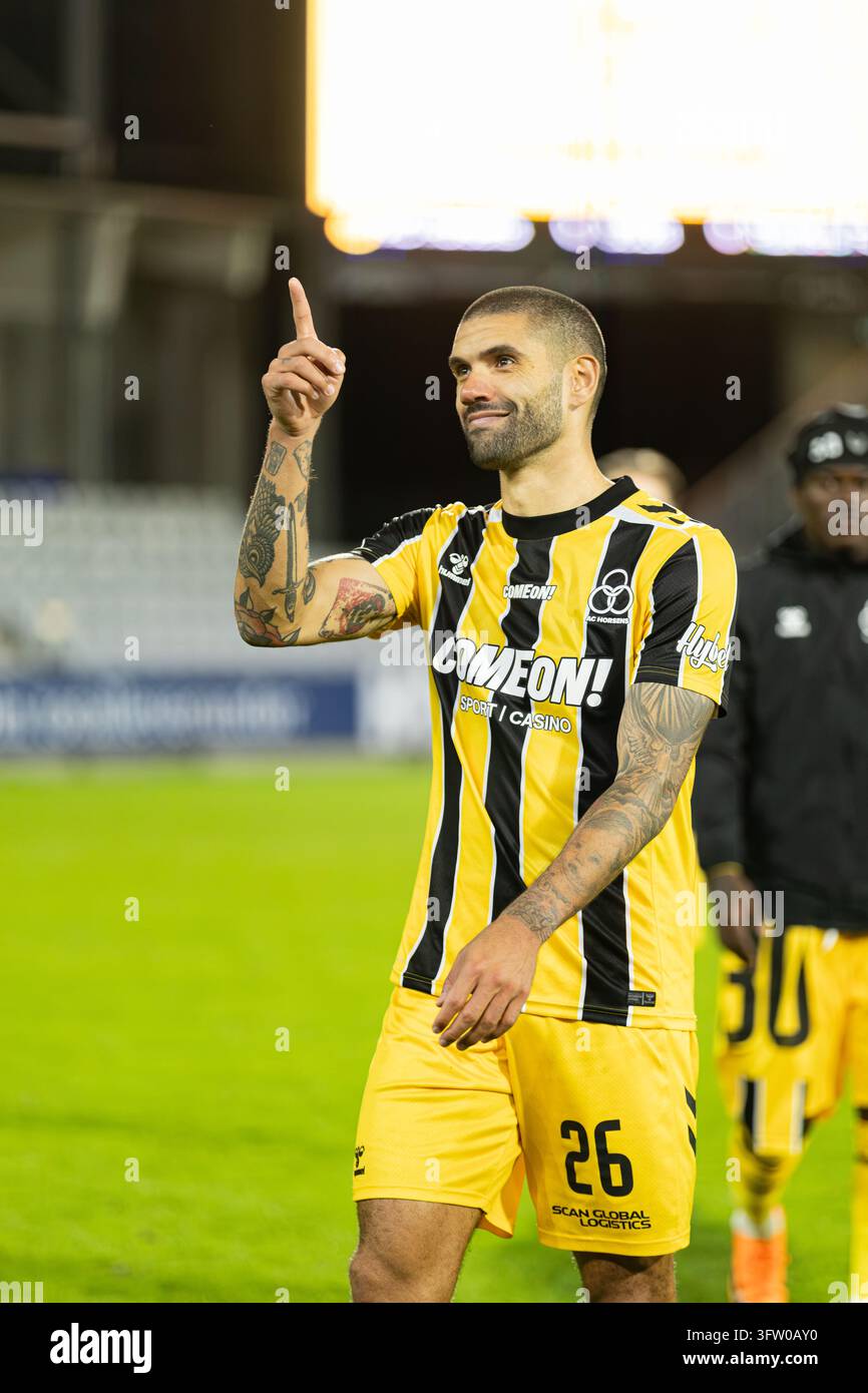 Horsens, Denmark. 16th, October 2026. Victor Palsson (26) of AC Horsens ...