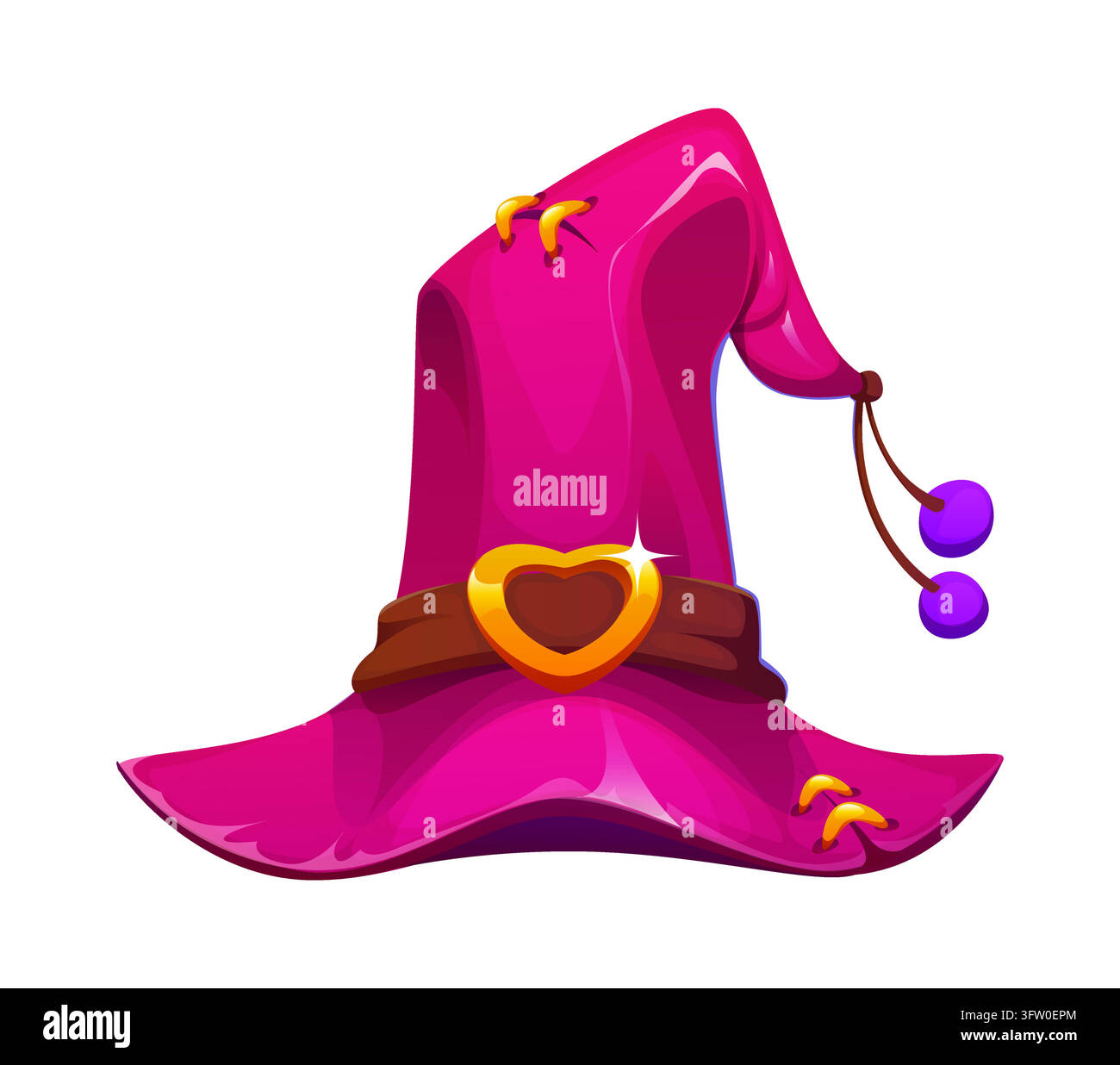 Cartoon Halloween witch hat with wide brim Stock Vector