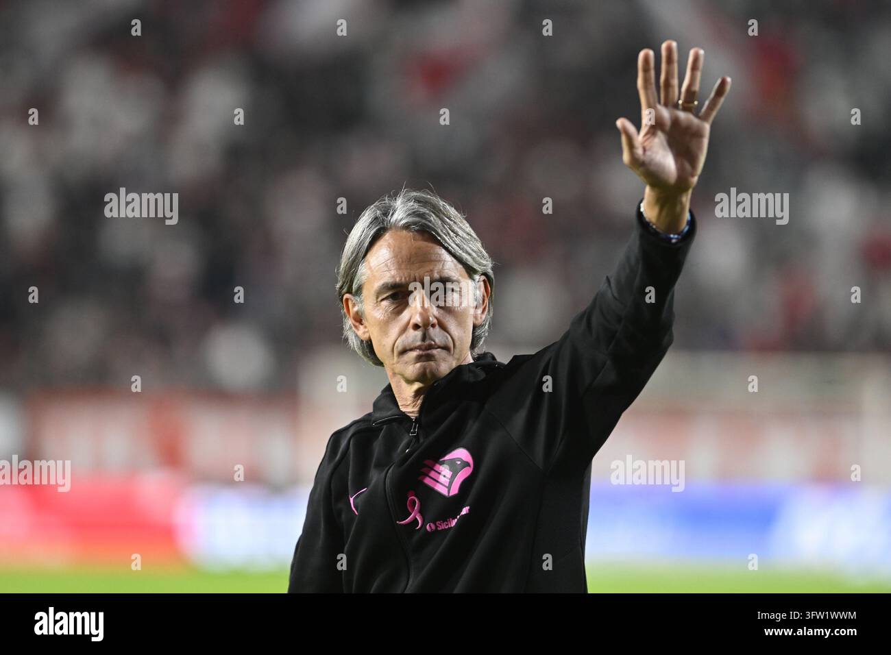 IPA89818596 - Filippo Inzaghi, coach of Palermo, greets the fans during ...