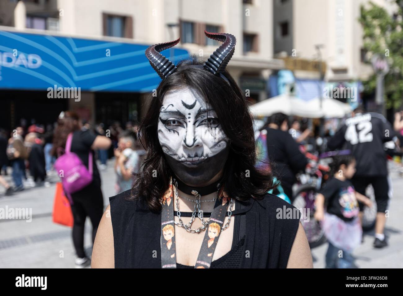 People dressed as fictional characters during a Zombie Walk in Santiago ...