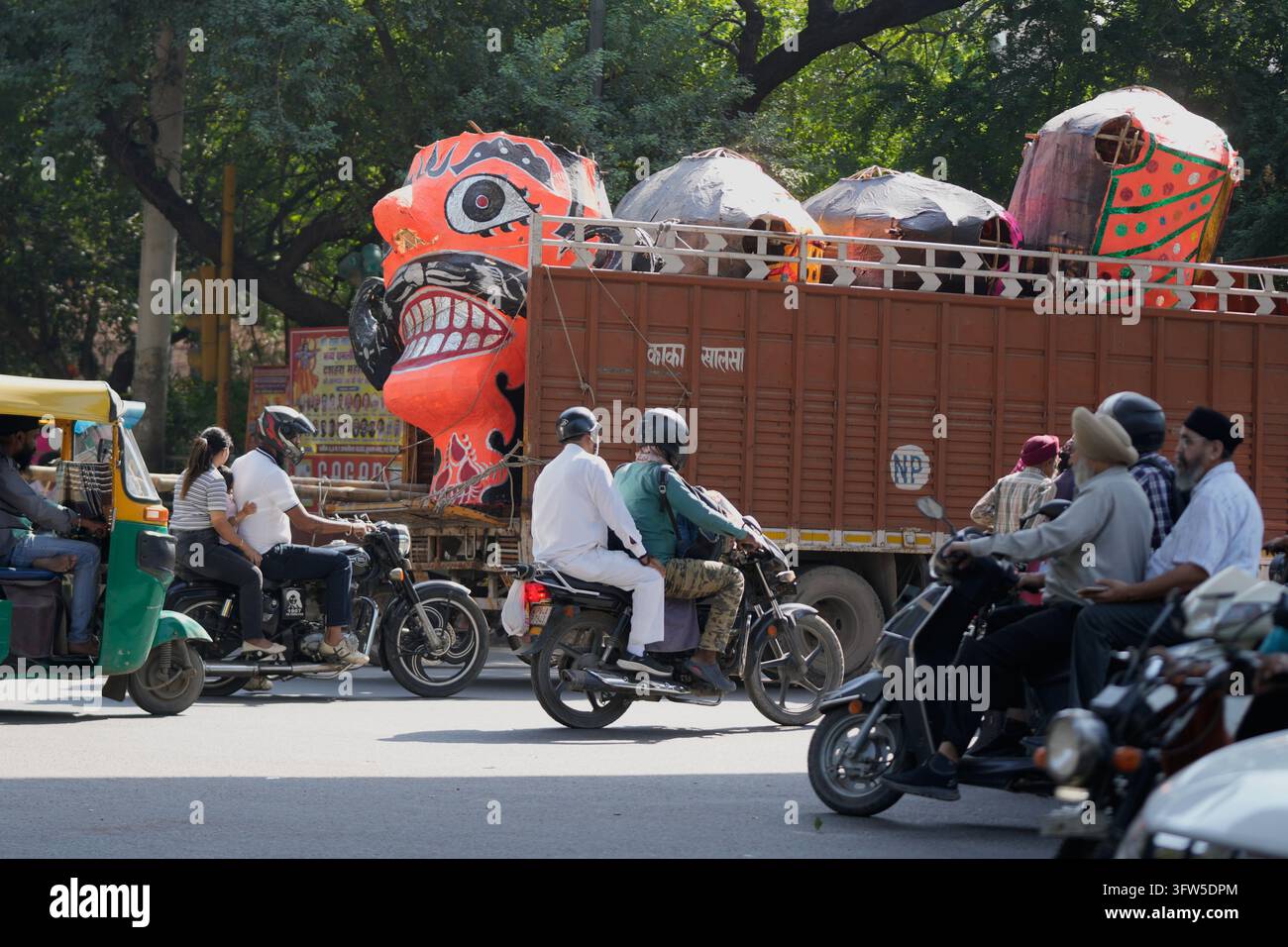 Transported Effigies of Ravana are transported on a truck ahead of the Hindu ...