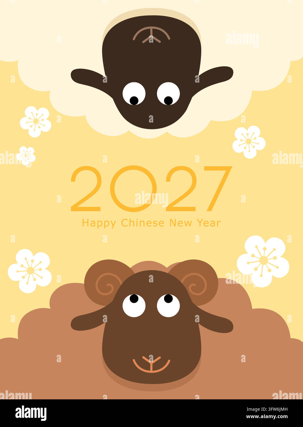 Sheep and ram cartoon mascot to celebrate New Year of the Sheep 2027 ...