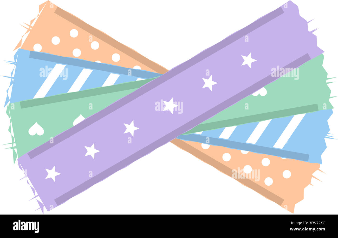 Fanned stack of four short pastel washi tape strips with assorted ...
