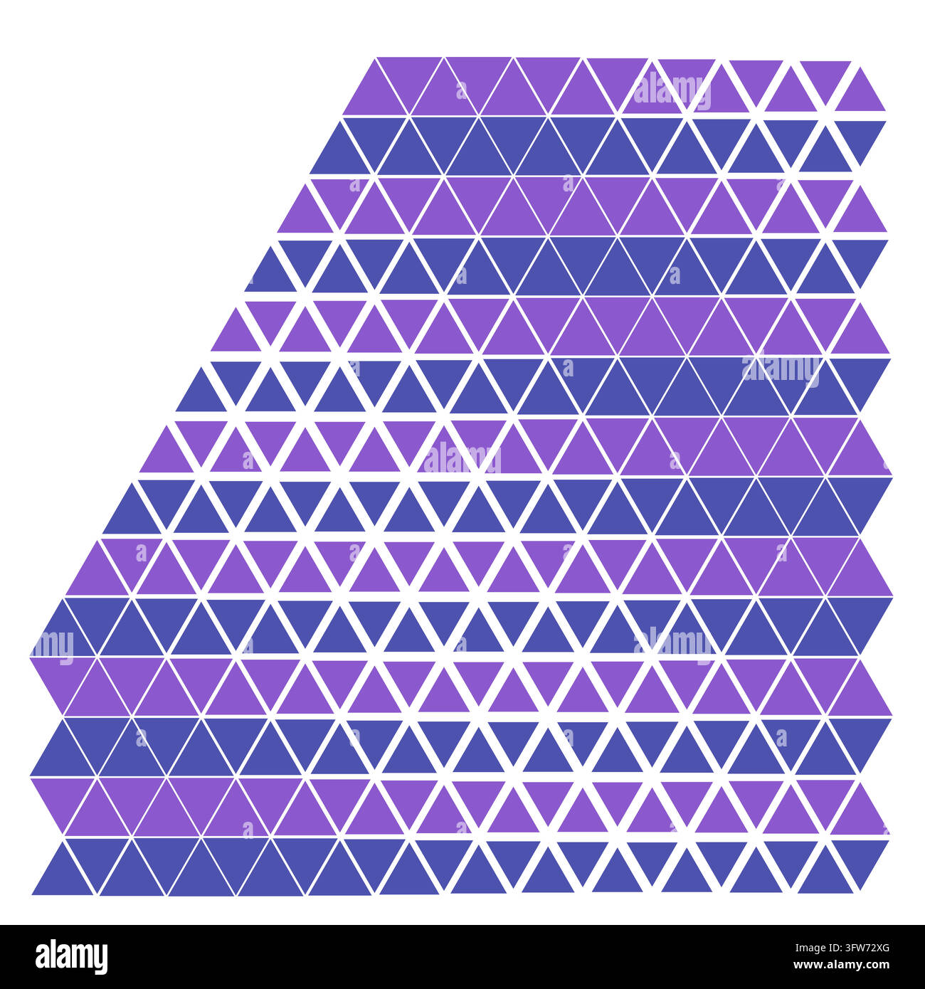 Wavy bands of triangle tiles swelling and shrinking in indigo and ...