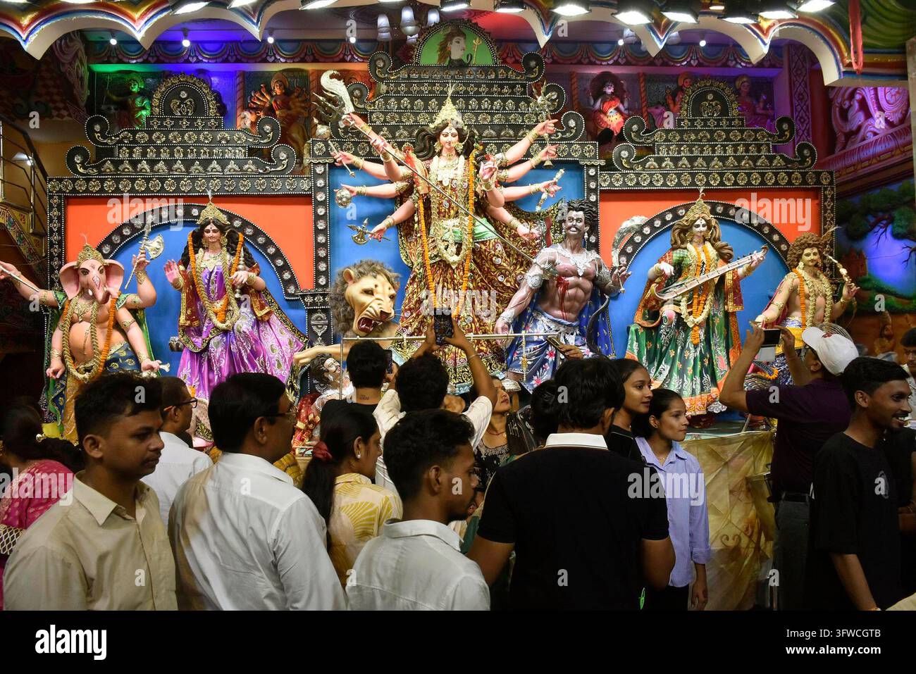 PATNA, INDIA - OCTOBER 18: Idol of Goddess Durga during Navratri ...