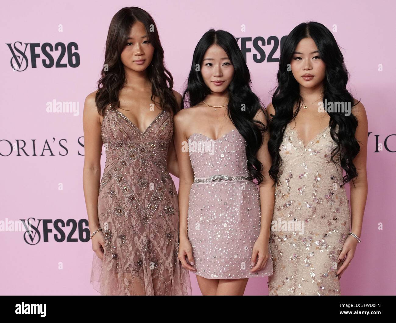 (L-R) Erica Ha, Evelyn Ha and Emily Ha arrives at the Victoria's Secret ...