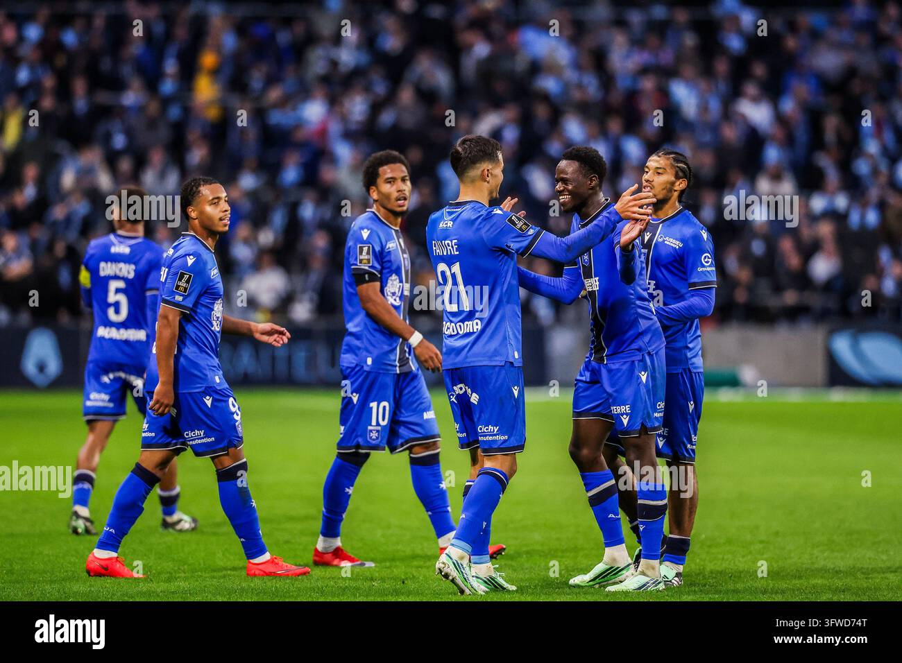 Romain FAIVRE of AJ Auxerre celebrates his goal during Ligue 1 McDonald ...