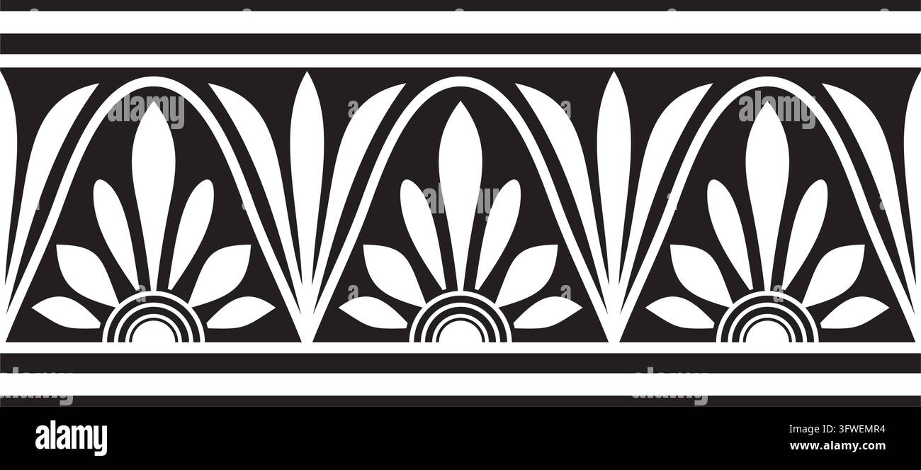 Vector monochrome black seamless classical Greek meander ornament. Pattern of ancient Greece. Border, frame of the Roman Empire. Stock Vector