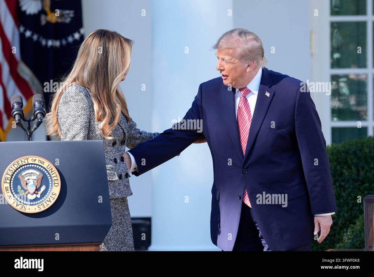 US President Donald Trump and First lady Melania Trump participate in ...
