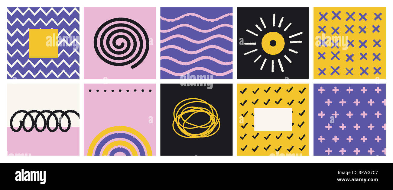 A collection of ten cute and modern minimalist abstract pattern cards ...