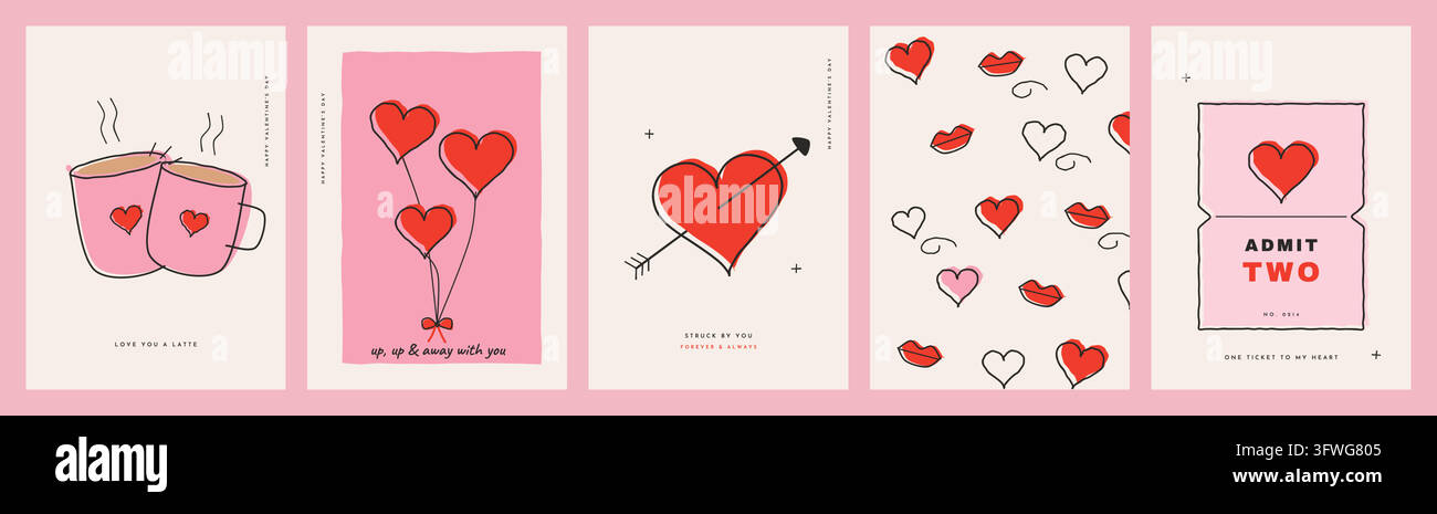 A collection of five cute and modern minimalist Valentine's Day ...