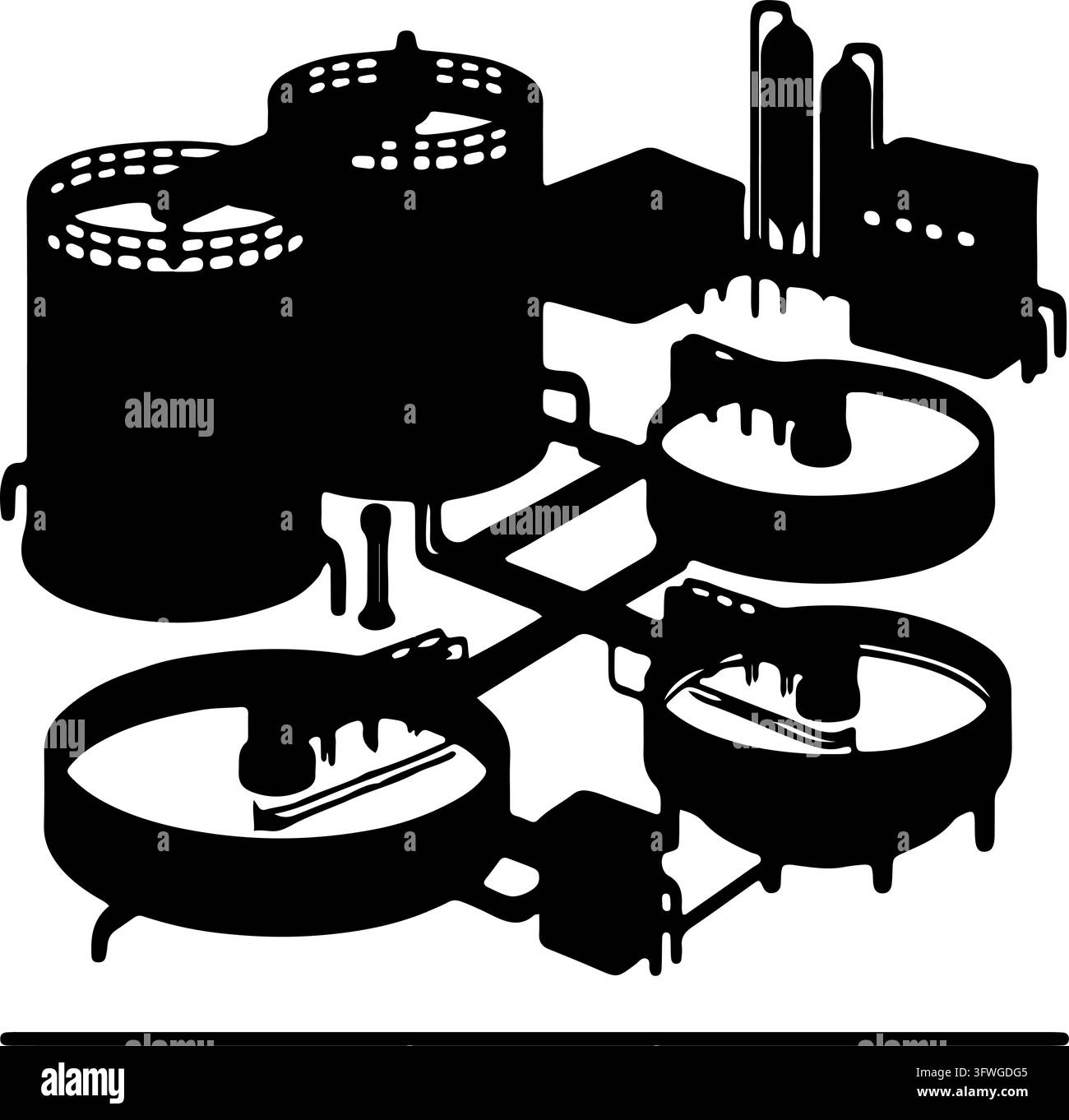 Bulldozer pushing dirt silhouette vector illustration Stock Vector
