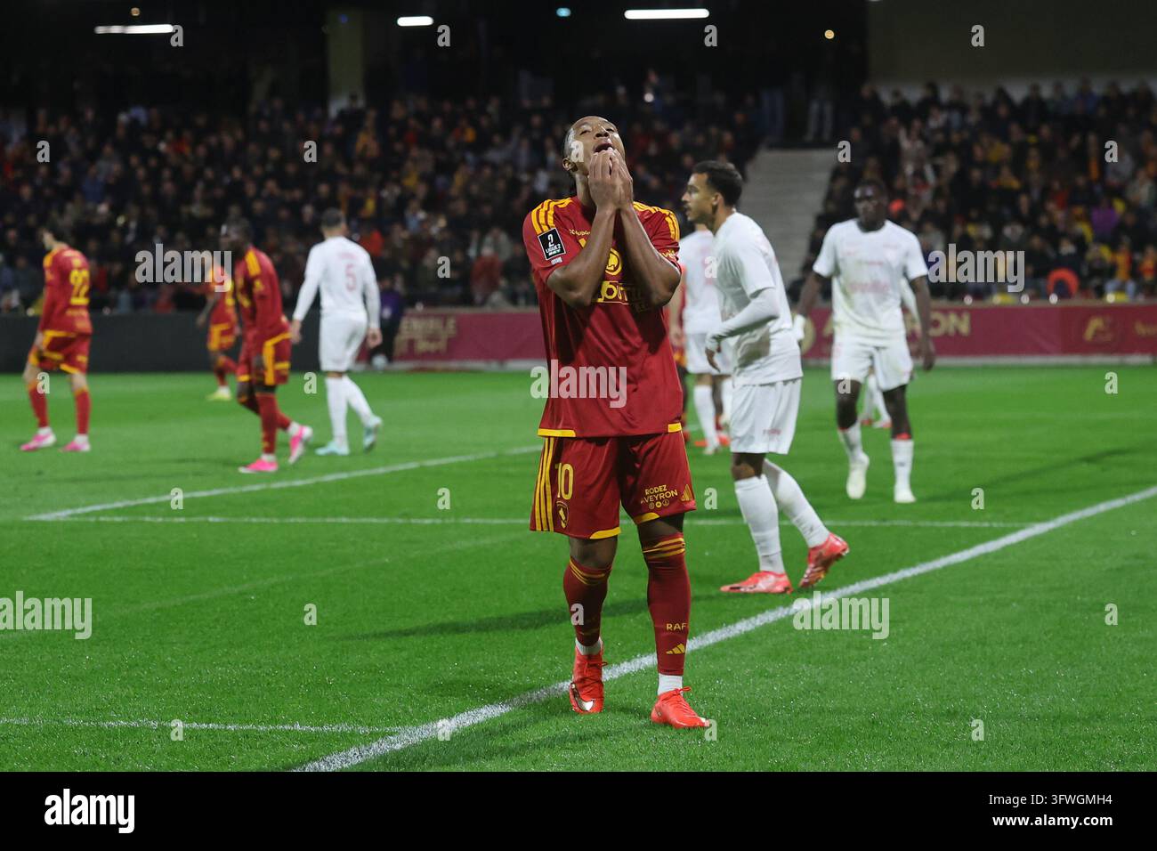 Mathis Saka of Rodez during Ligue 2 BKT match between Rodez and ...
