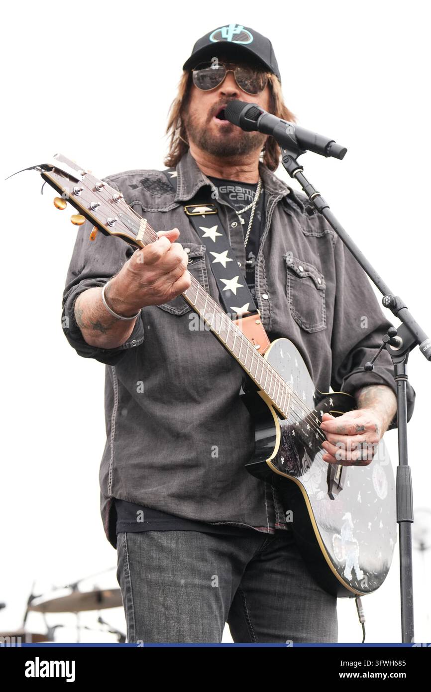Billy R Cyrus Billy Ray Cyrus performs before a NASCAR Cup Series auto race Sunday ...