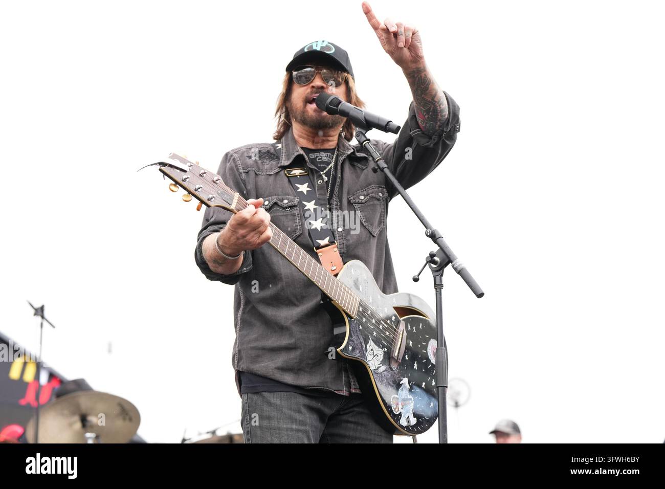 Billy R Cyrus Billy Ray Cyrus performs before a NASCAR Cup Series auto race Sunday ...
