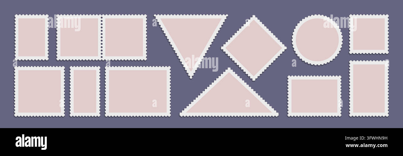 Postage frame stamps, stickers, postcards set Stock Vector