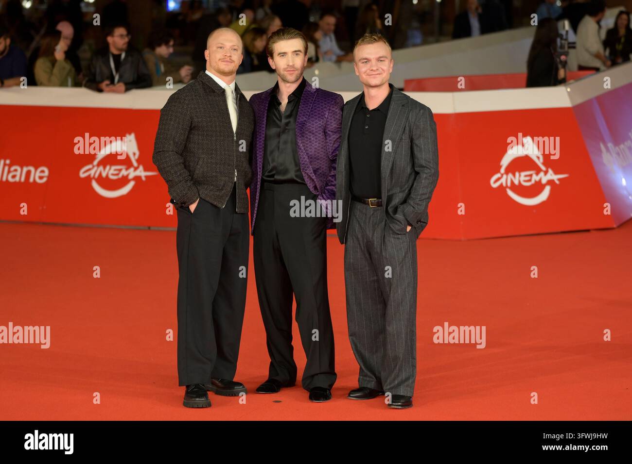 Calum Howels Jake Harvey (l), Callum Scott Howells (c) and Ollie Gardner (r) attend ...