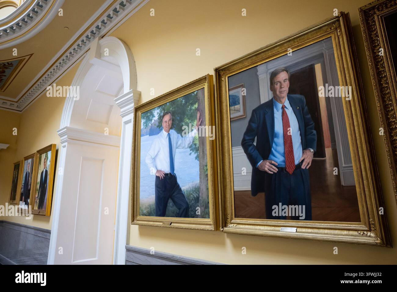 Portraits of former Virginia governors Tim Kaine and Mark Warner, now ...