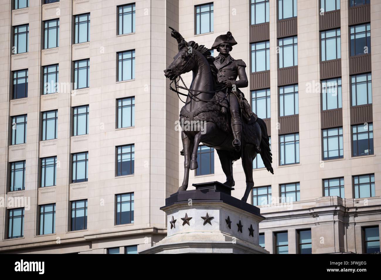 Construction Assembly Document An equestrian statue of George Washington is seen with the Virginia ...
