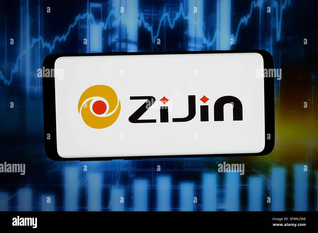 In this photo illustration, the logo of Chinese company Zijin Mining ...