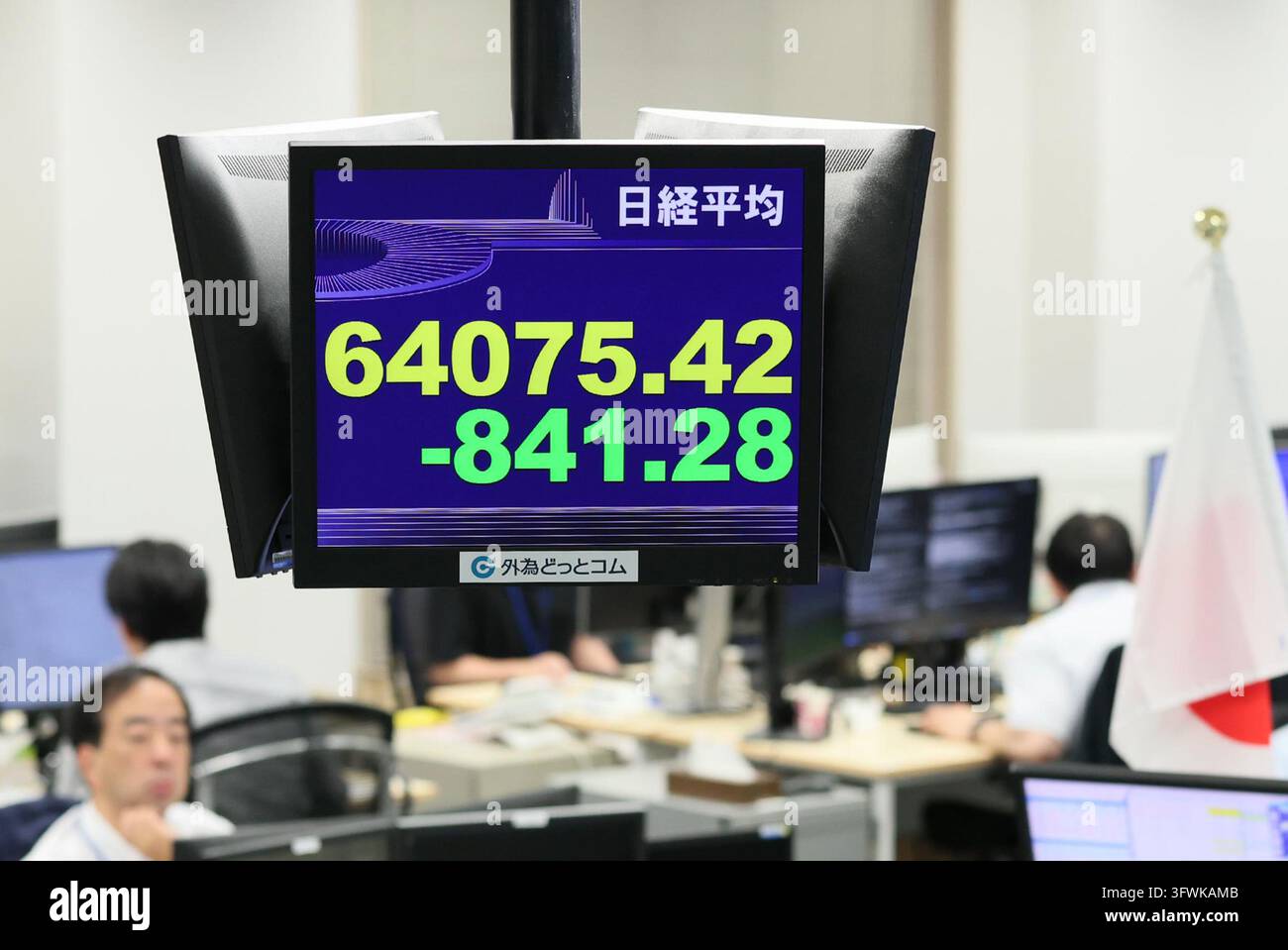 An electronic board displays the closing price of the Nikkei Stock ...