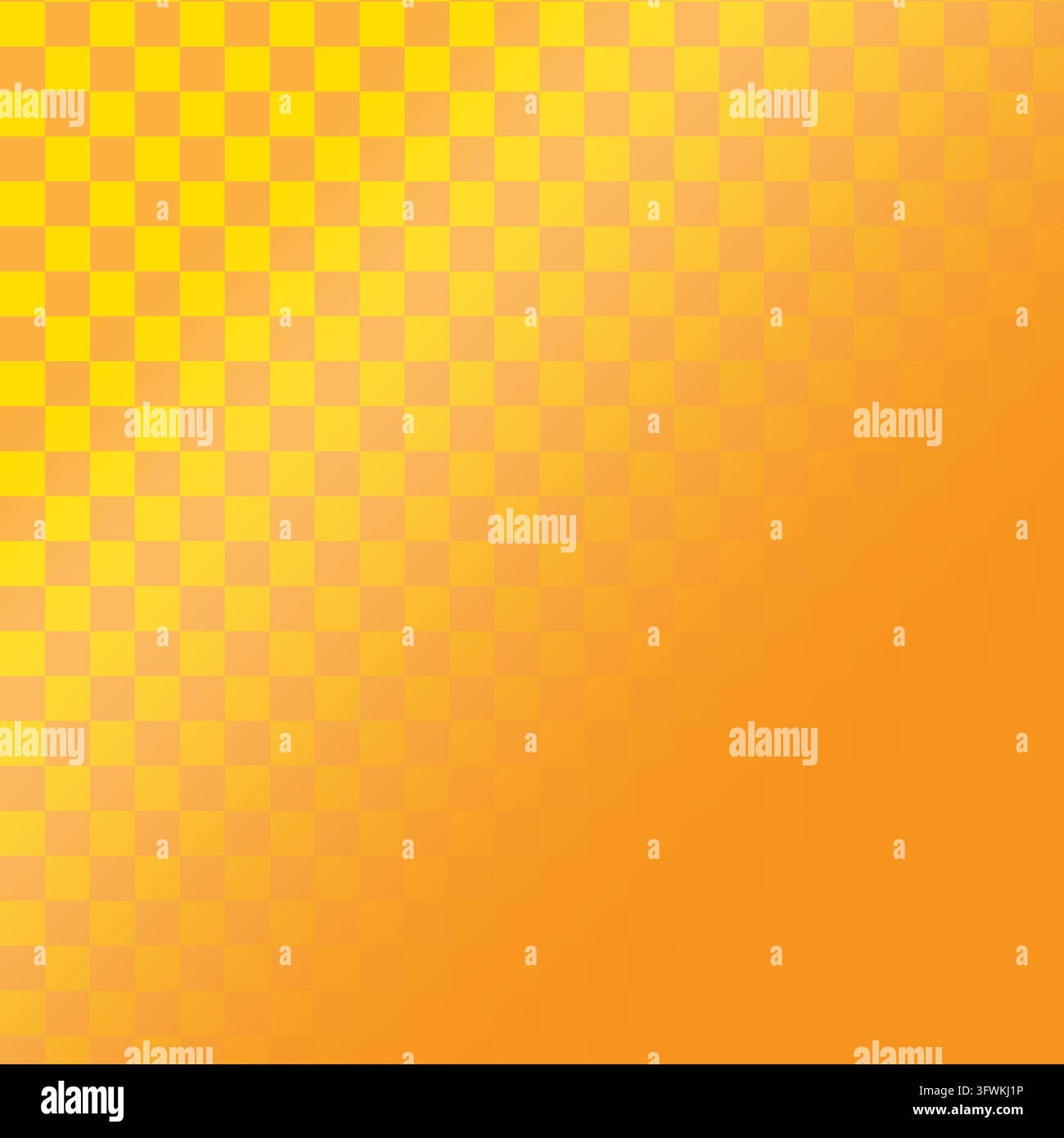 Checkerboard grid pattern fading diagonally into golden orange vector Stock Vector