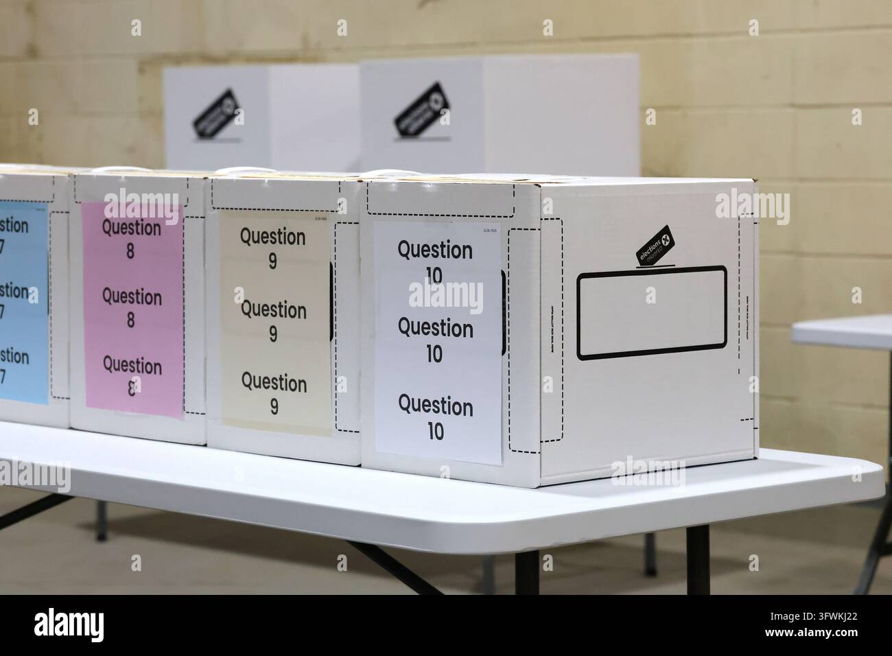 Voter ballot boxes to be used for the 2026 Alberta referendum in ...