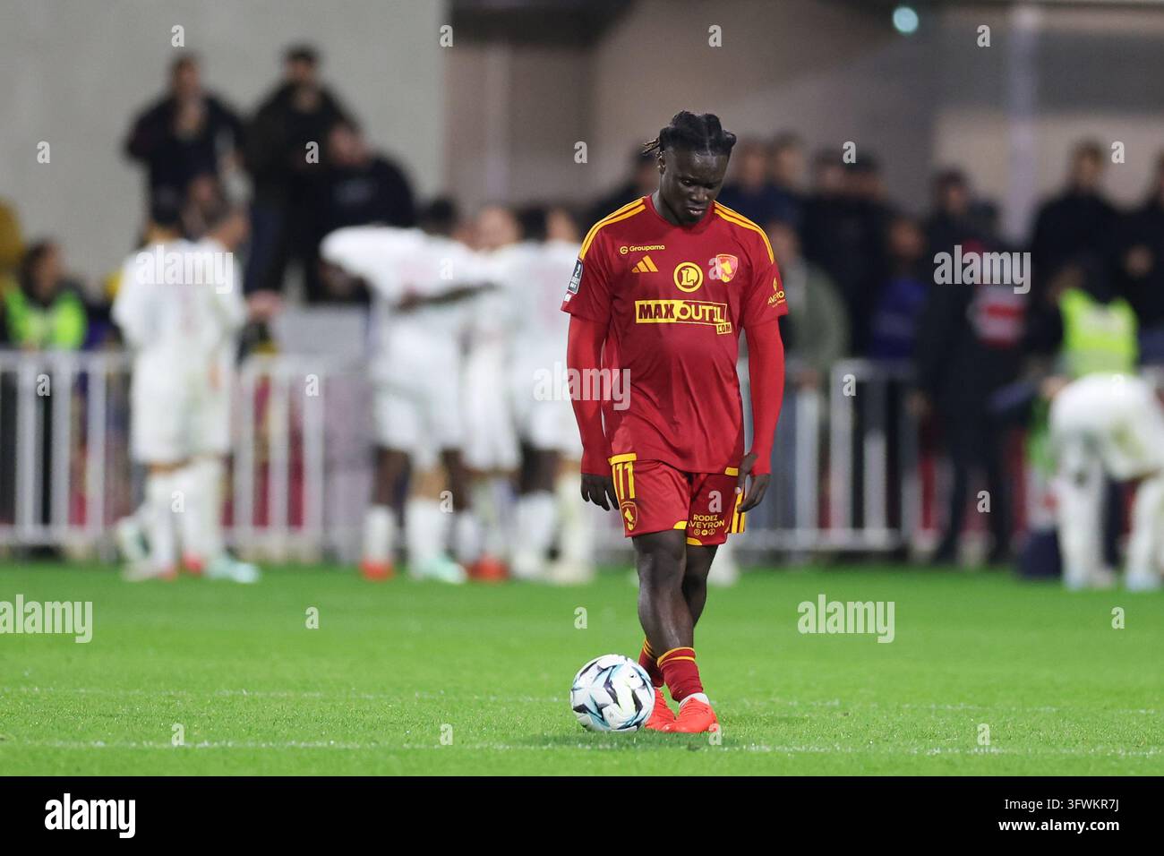 Mathis TOUHO of Rodez looks dejected during Ligue 2 BKT match between ...