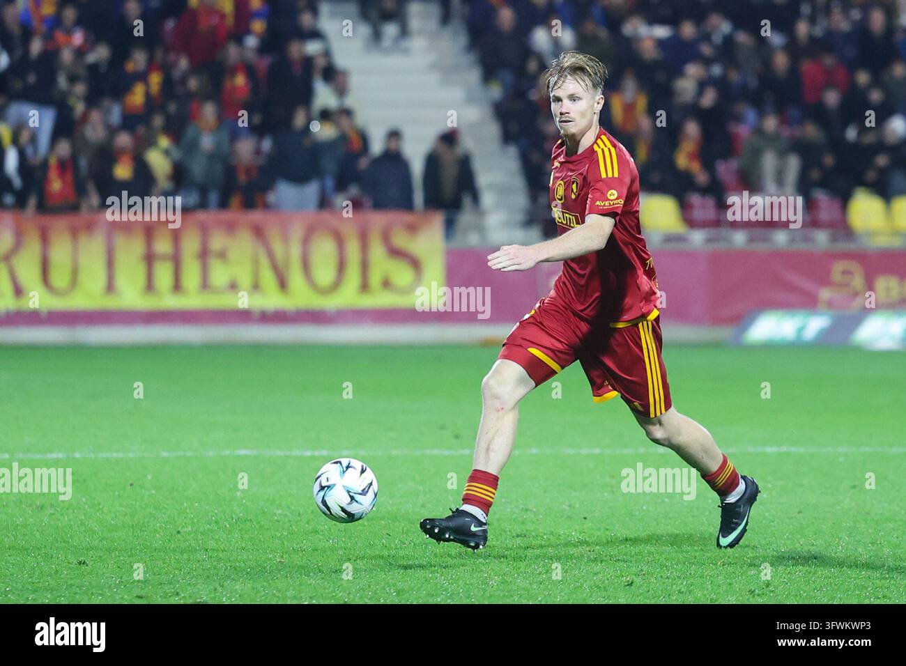 Mathis MAGNIN of Rodez during Ligue 2 BKT match between Rodez and ...