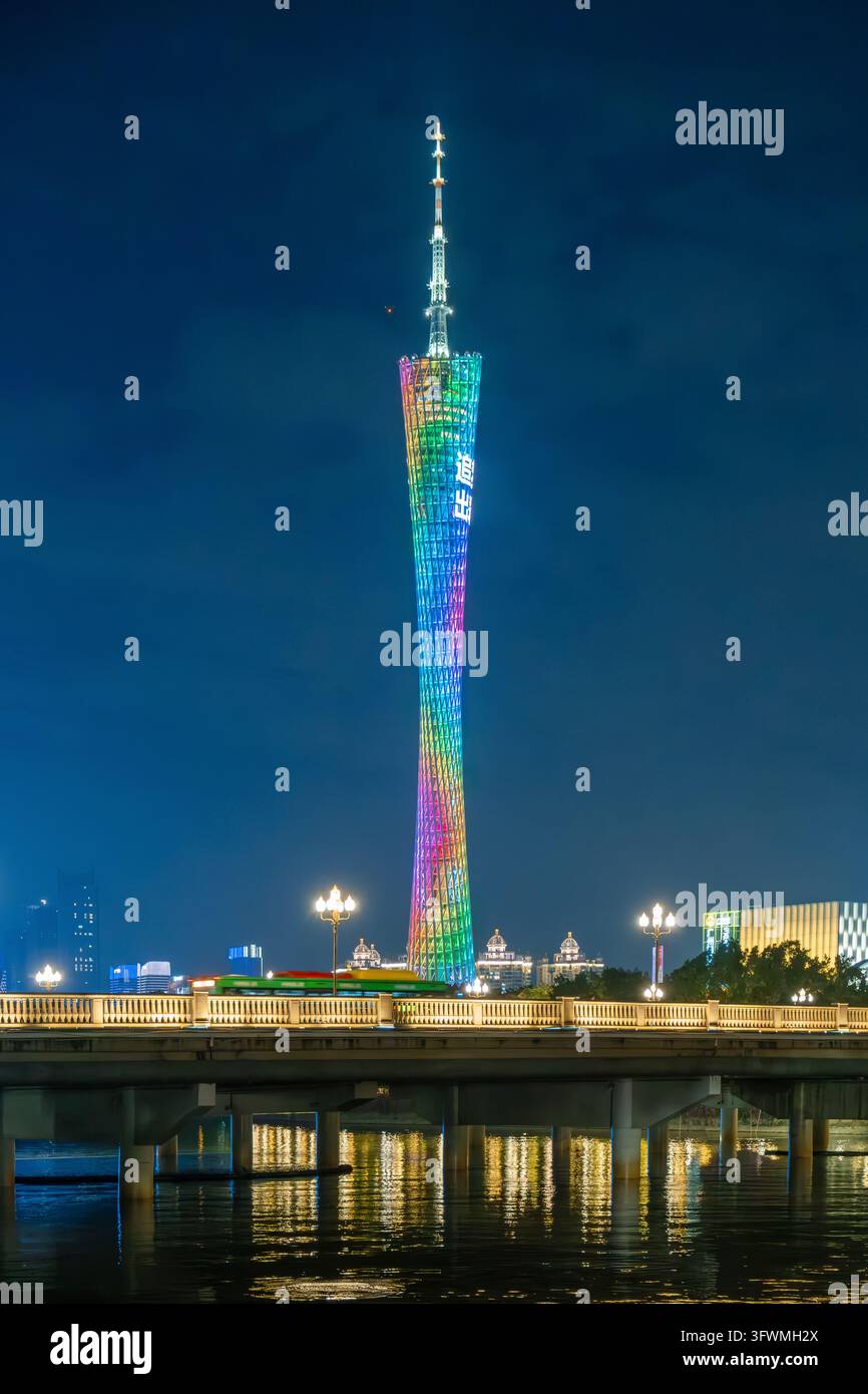 Guangzhou, China - December 14, 2025: Canton Tower above Pearl River ...