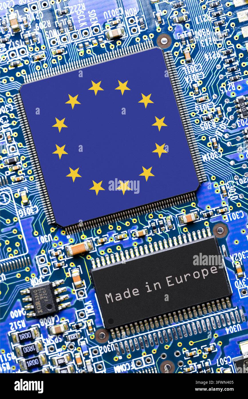 [M] A blue circuit board with two chips with the inscription 