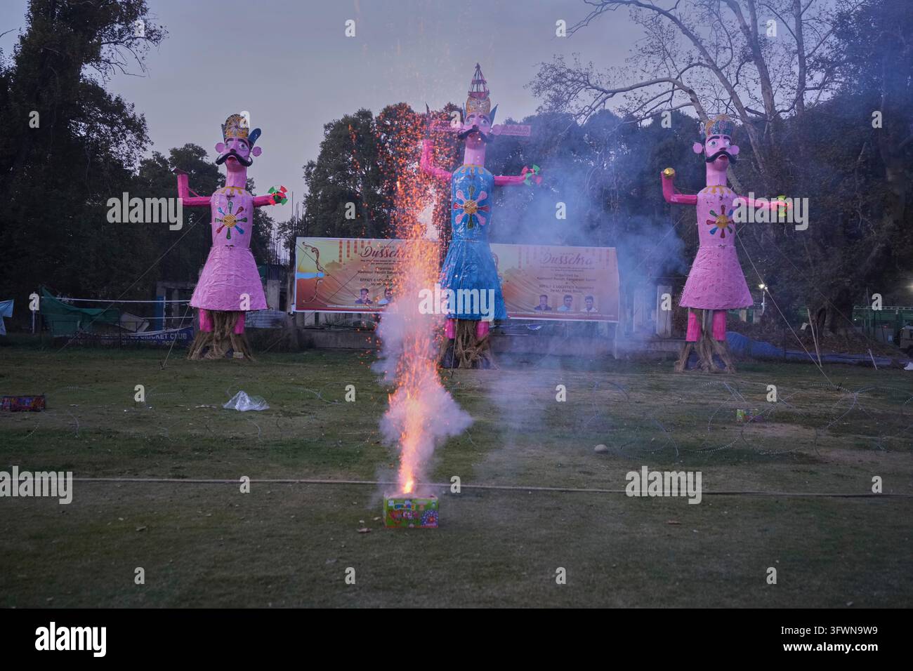 People set off firecrackers during Dussehra celebrations in Srinagar ...