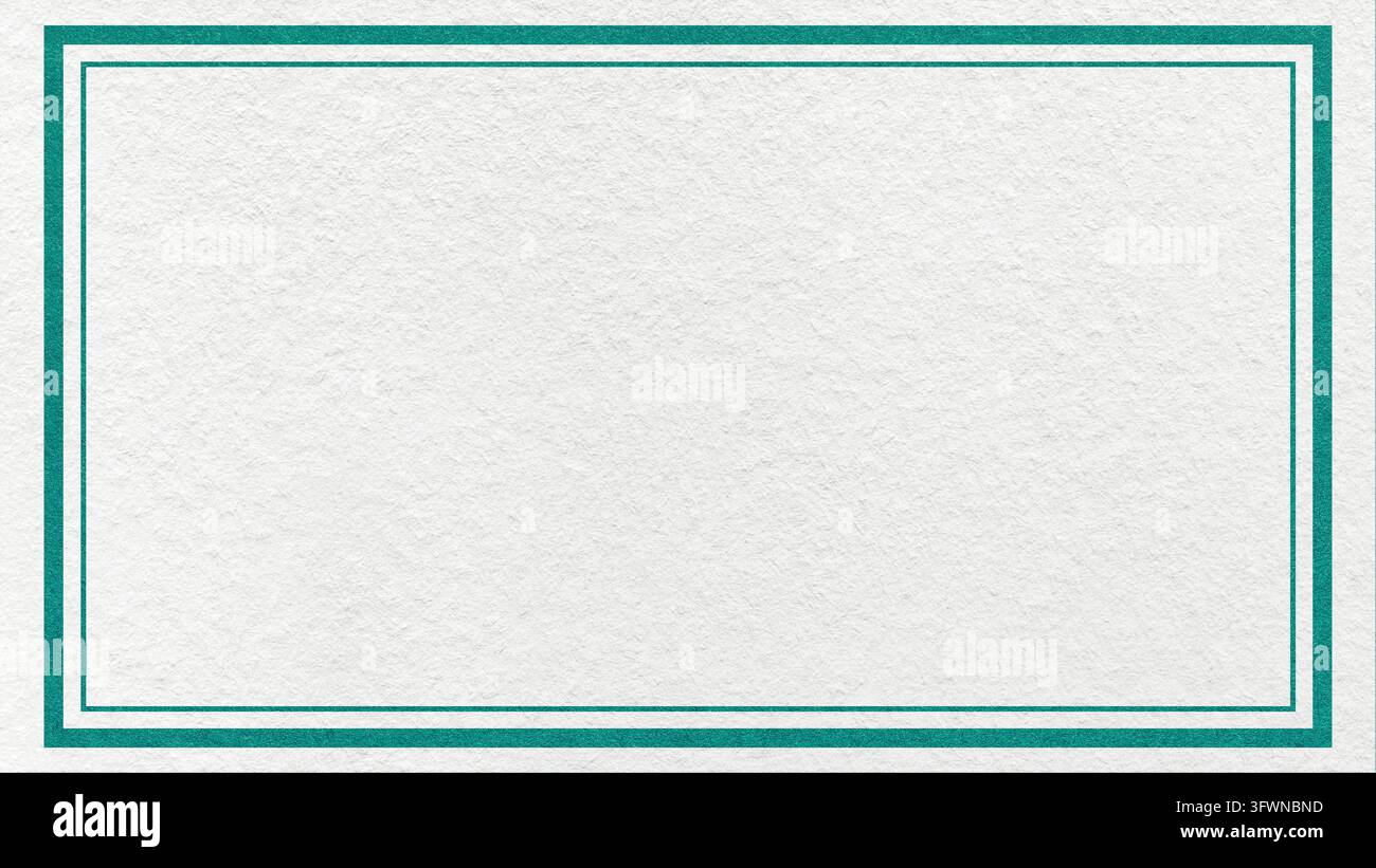 Textured white paper background with teal double frame border and copy ...