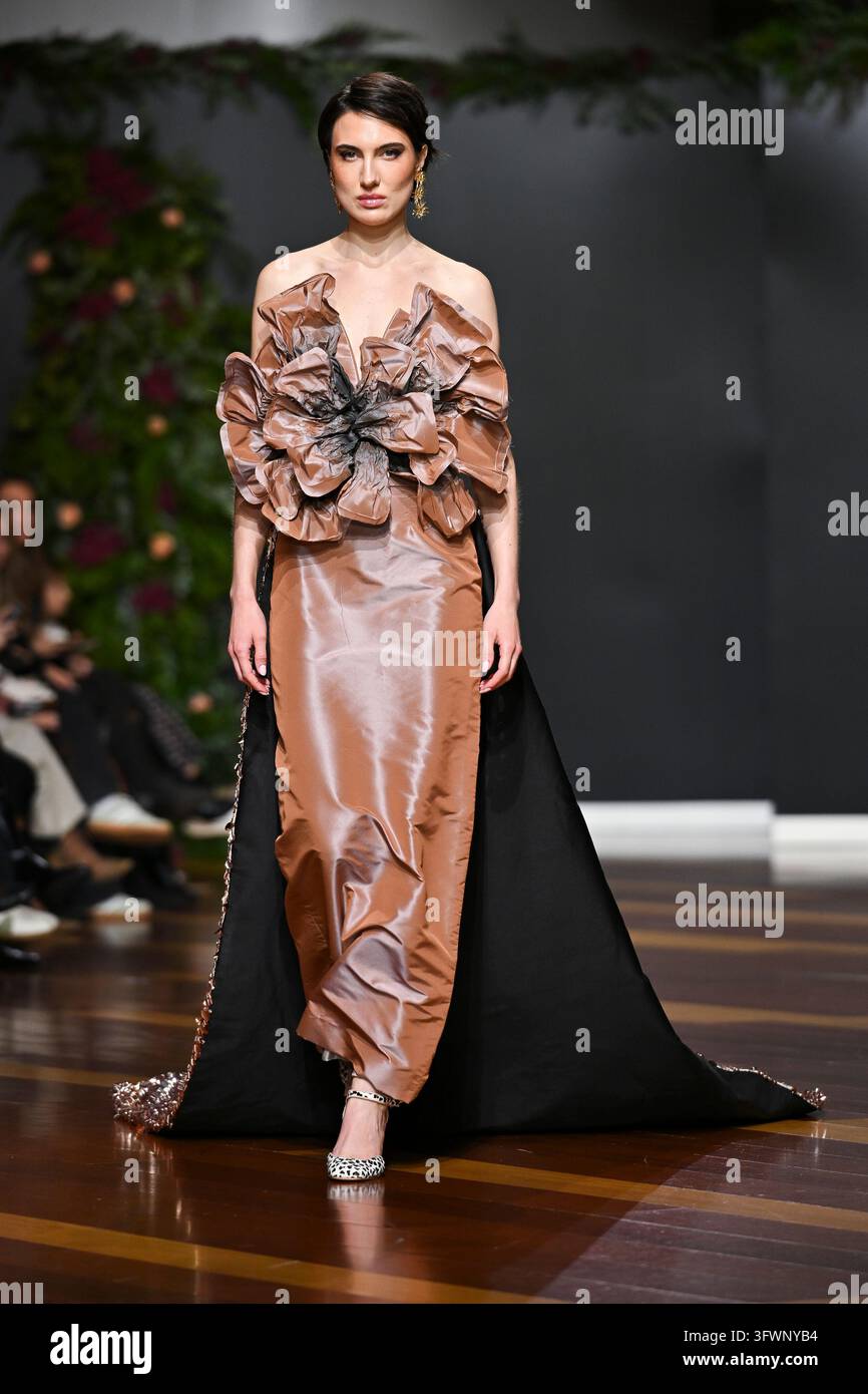 A model parades with design Genoveva Hita during Atelier Couture 16 ...
