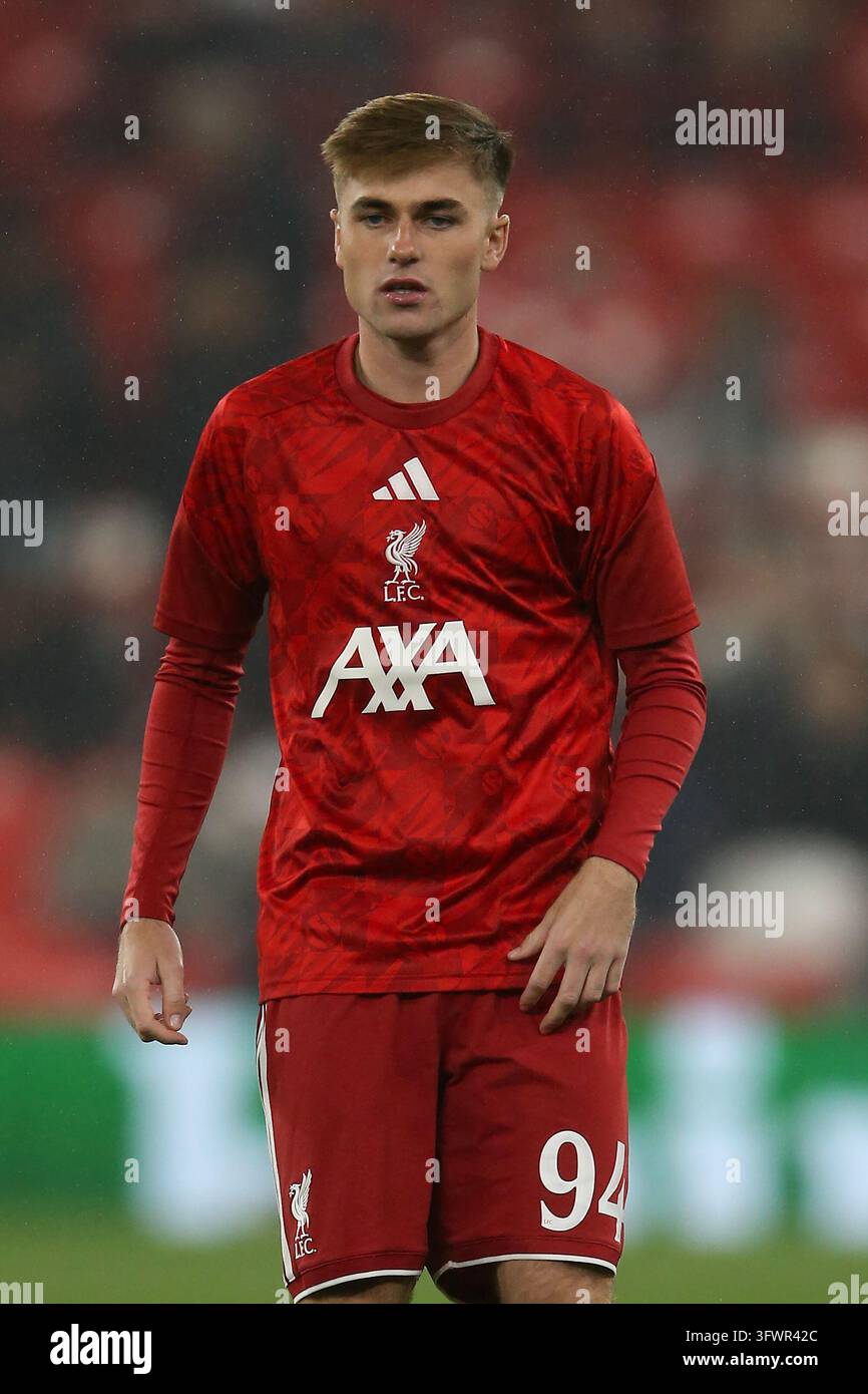 Michael Laffey of Liverpool during the warm up. UEFA Champions League ...