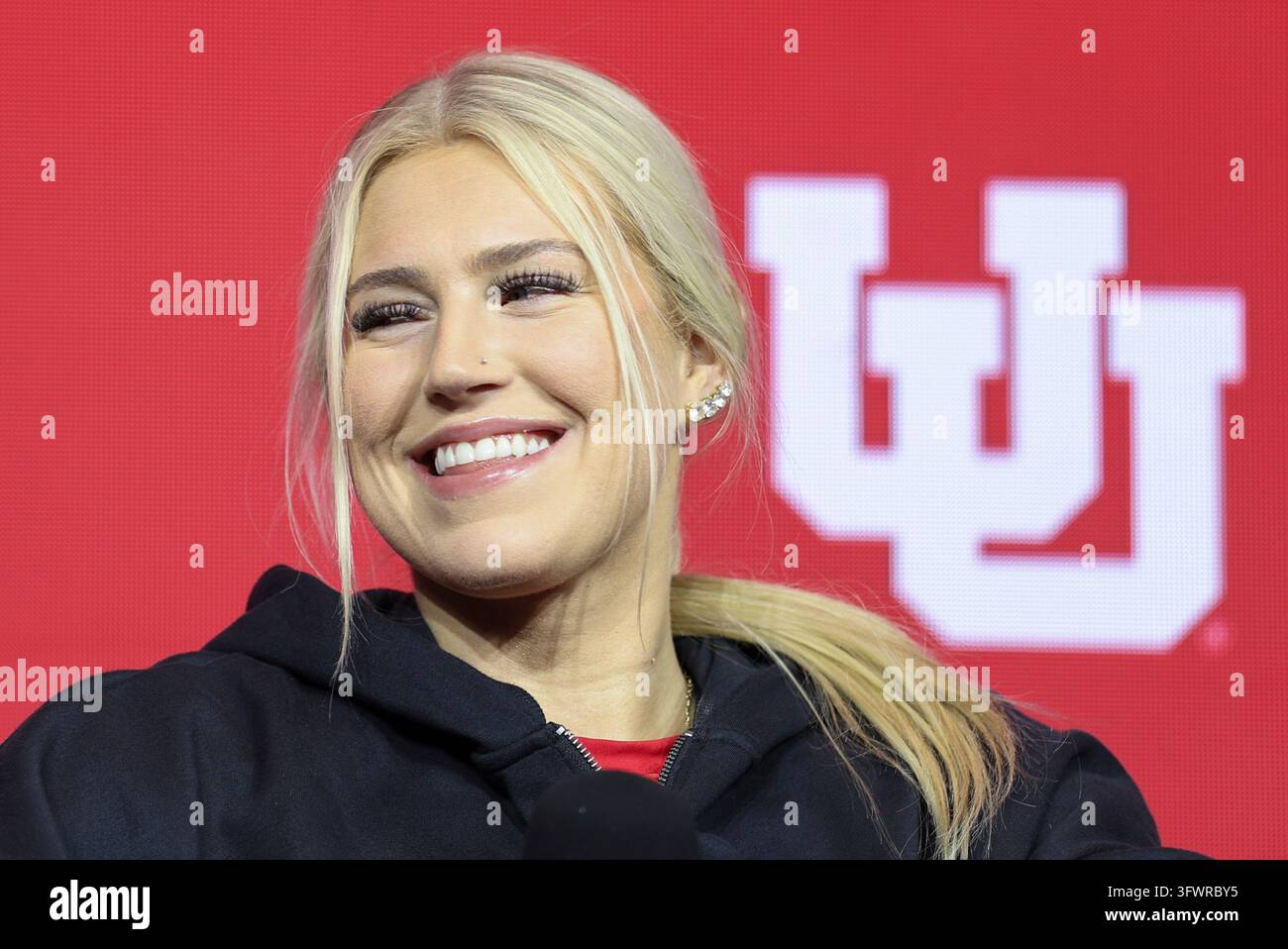 MANHATTAN, KS - OCTOBER 17: Chyra Evans of the Utah Utes smiles during ...