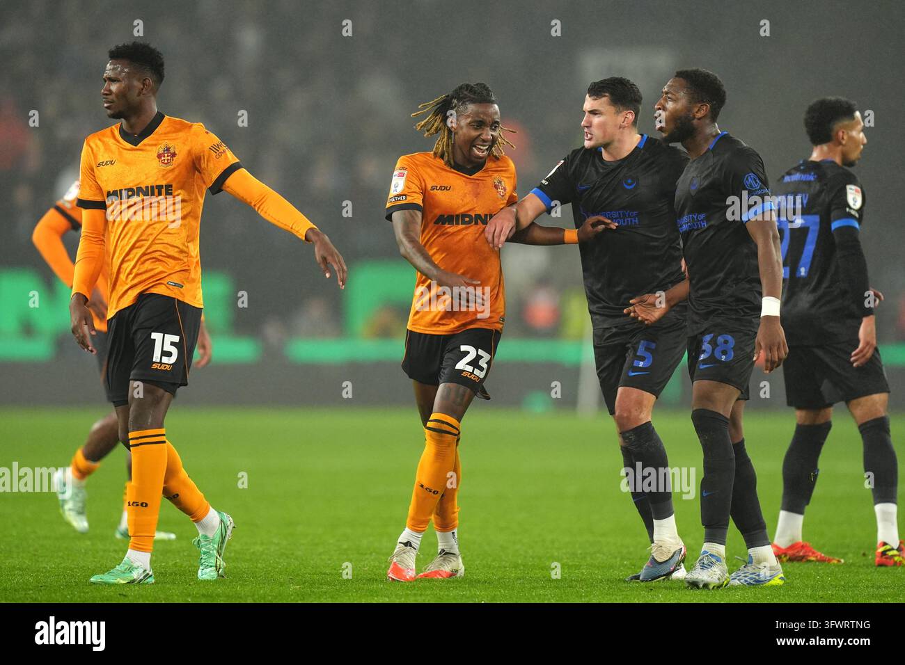 Portsmouth's Ebou Adams adresses Wolverhampton Wanderers's Yerson ...