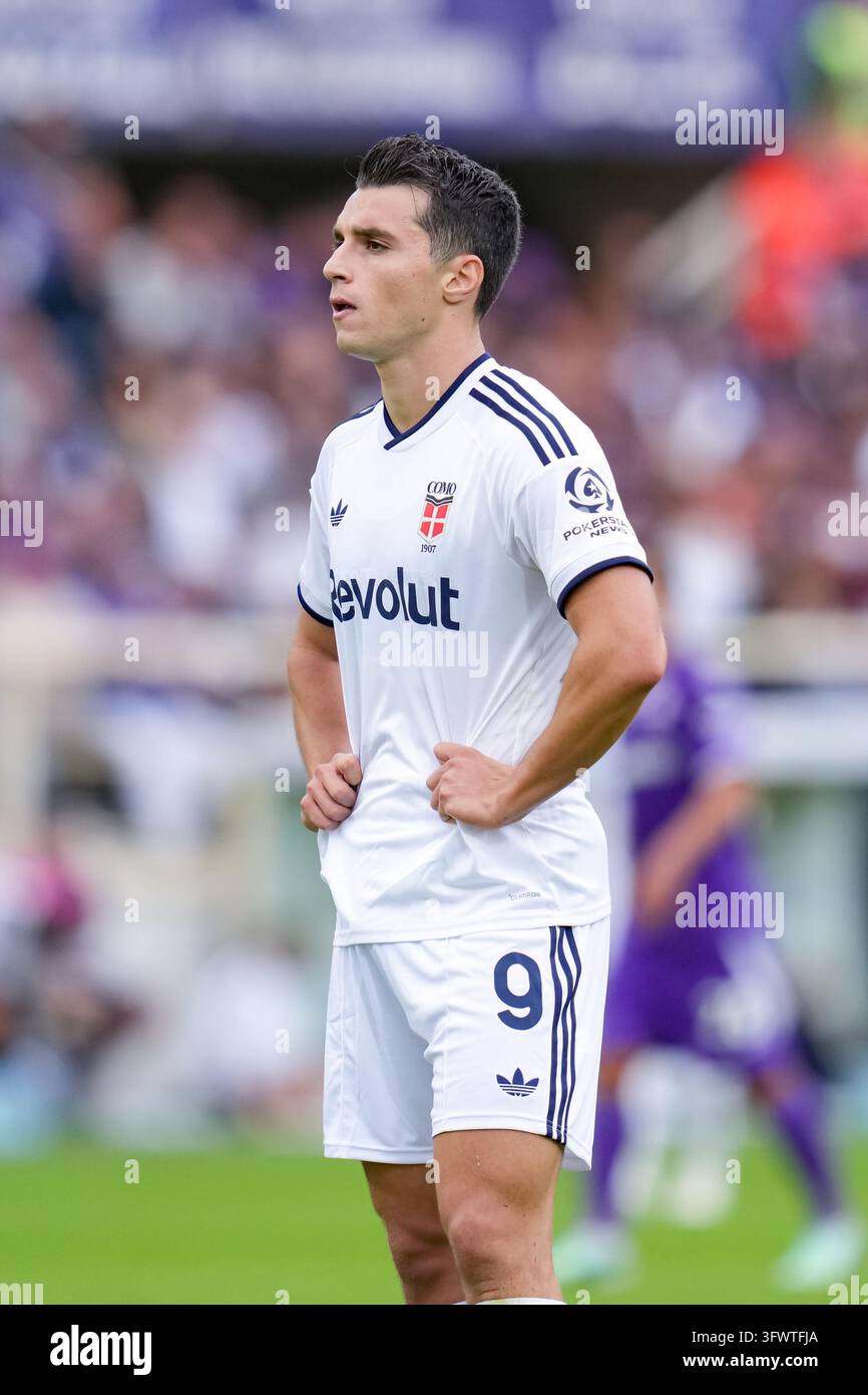 Tasos Douvikas of Como 1907 looks on during the Serie A Enilive match ...